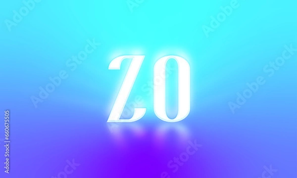 Fototapeta glowing letters initials reflections rays of light turquoise background