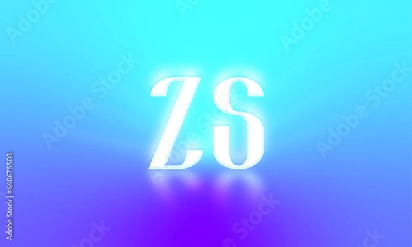 Fototapeta glowing letters initials reflections rays of light turquoise background