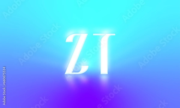 Fototapeta glowing letters initials reflections rays of light turquoise background