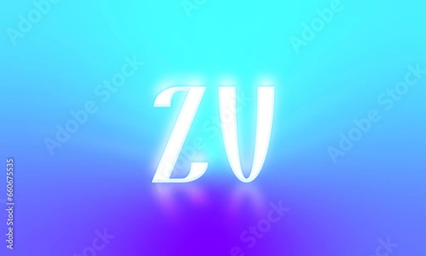 Fototapeta glowing letters initials reflections rays of light turquoise background