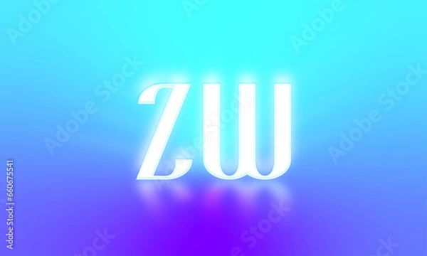 Fototapeta glowing letters initials reflections rays of light turquoise background