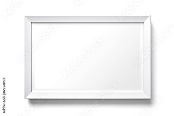 Fototapeta modern minimalist simple white picture frame, png file of isolated cutout object with shadow on transparent background.