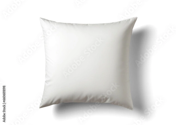 Fototapeta simple white bed pillow, png file of isolated cutout object with shadow on transparent background.