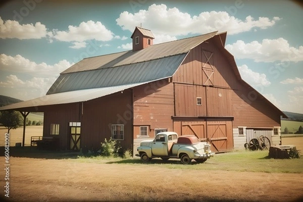 Fototapeta Rustic Reverie Vintage Barn Elegance - Generative AI Edition




