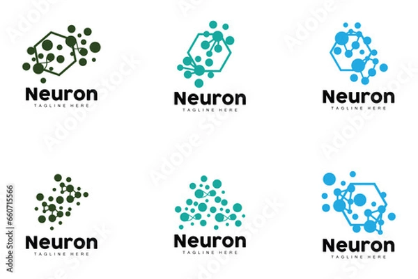 Fototapeta Neuron Logo, Cel Dna Network Vector, And Particle Technology, Simple Illustration Template Design