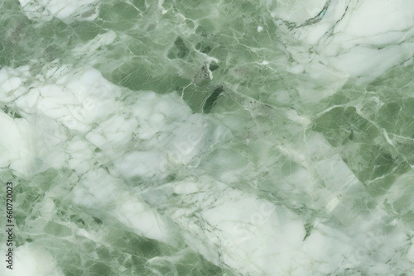 Fototapeta Closeup of green marble with subtle s of lighter green and white, resembling a tranquil forest. The s add a natural, organic touch to the smooth surface.