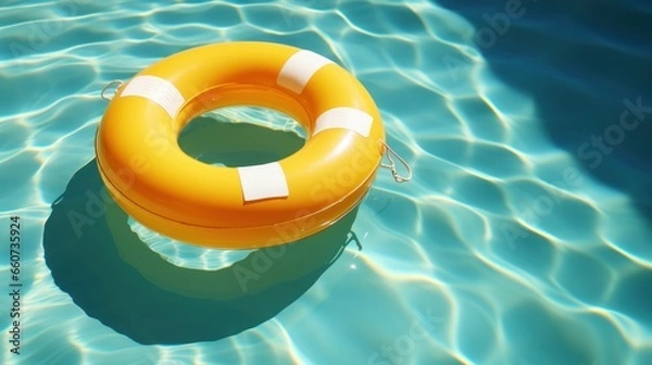 Obraz yellow inflatable mattress in the pool