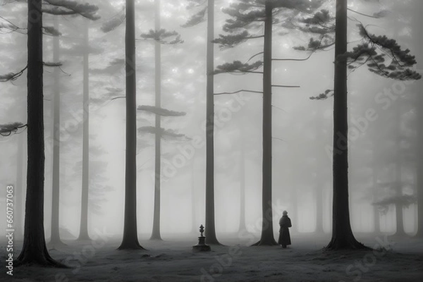 Fototapeta Enchanted Whispers A Journey Through the Mist - Generative AI Edition





