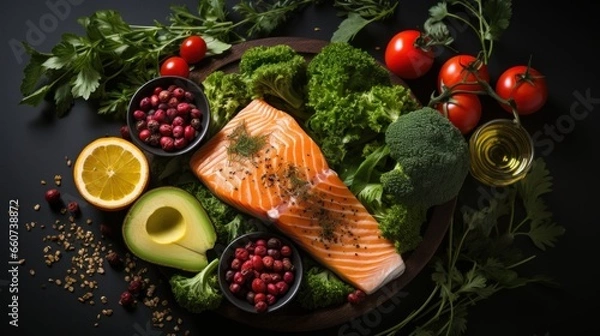 Obraz salmon and vegetables