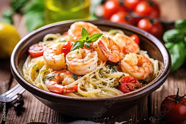 Fototapeta Shrimp Scampi - ai generated