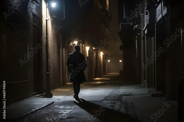 Fototapeta Alley of Shadows A Cinematic Tale - Generative AI Edition




