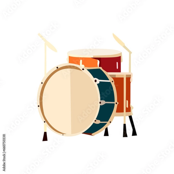 Fototapeta Drum Set PNG,3d Red snare drum and sticks stock illustration