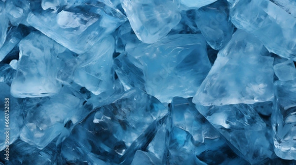 Fototapeta Frozen blue ice texture background with artistic elements