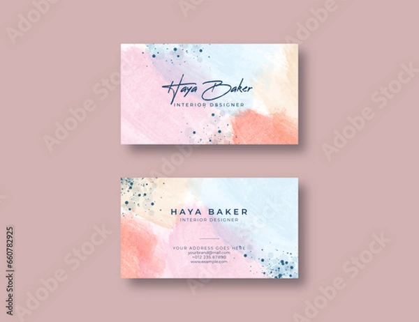 Obraz Beautiful business card template with watercolor background