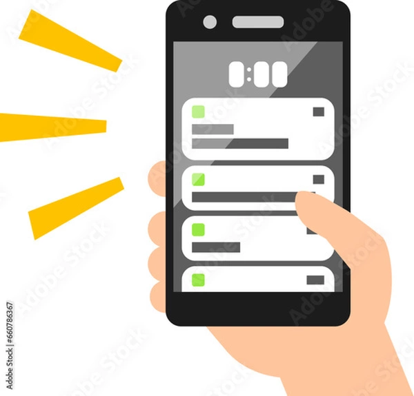 Fototapeta たくさんの通知が表示されたスマートフォンの画面