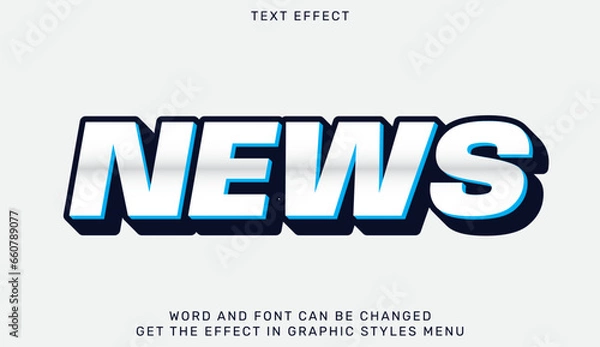 Fototapeta News text effect template in 3d design