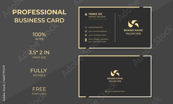 Obraz DARK business card design, Visiting card for business and personal use, Vector illustration design