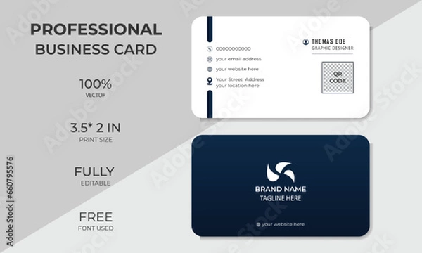 Obraz stylish attractive clean business card design, Personal and professional minimal visiting card design