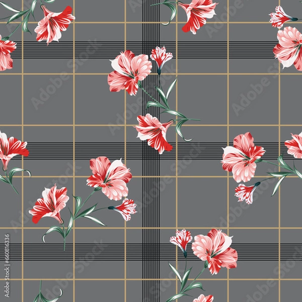 Fototapeta seamless vector flower design pattern on  background