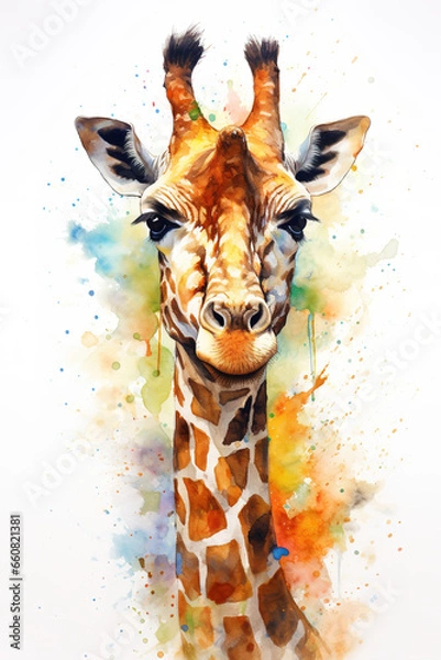 Fototapeta The giraffe, beautiful fine art poster, generated by Ai
