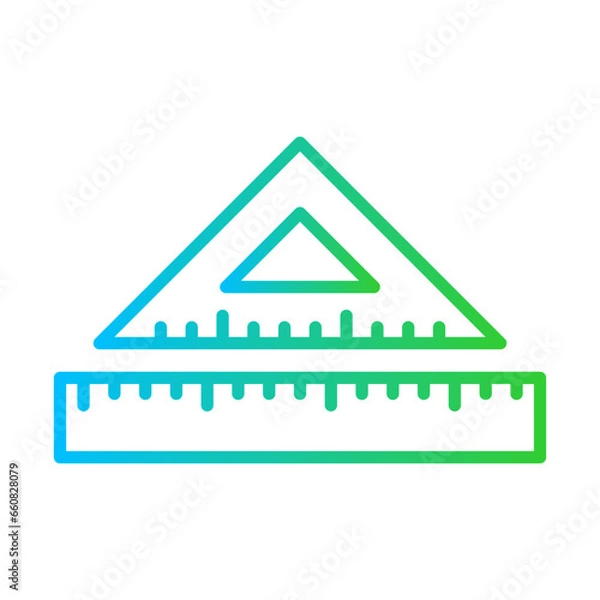 Fototapeta Ruler measurement icon with blue and green gradient outline style. scale, ruler, measure, isolated, object, measurement, line. Vector Illustration