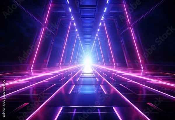 Obraz Neon illuminated futuristic backdrop realistic image, ultra hd, high design very detailed