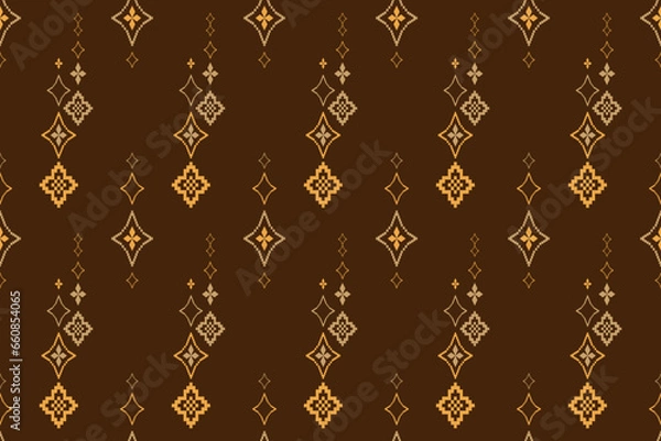 Obraz Nature vintages cross stitch traditional ethnic pattern paisley flower Ikat background abstract Aztec African Indonesian Indian seamless pattern for fabric print cloth dress carpet curtains and sarong