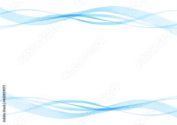 Obraz シンプルな青色のウェーブのフレーム