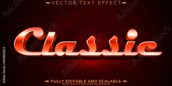 Fototapeta Vintage car text effect, editable 70s and 80s text style