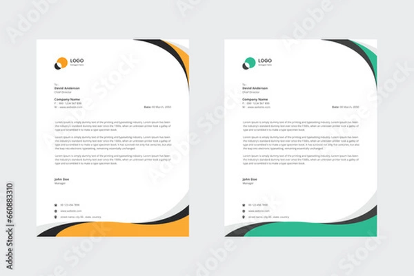 Fototapeta Abstract Corporate Business Style Letterhead Design Vector Template For Your Project.