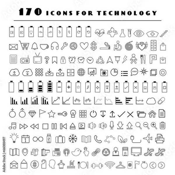 Fototapeta line technology icons set