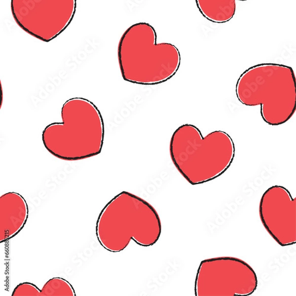 Obraz Seamless pattern with hearts. Print for Valentine's Day. Abstract simple vector graphics.