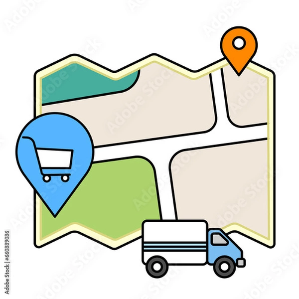 Fototapeta A shipping location map. simple vector illustration.