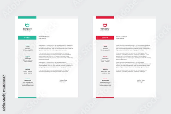 Fototapeta Abstract Corporate Business Style Letterhead Design Vector Template For Your Project