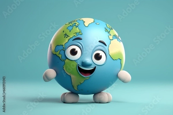 Obraz A cute and adorable cartoon character of the planet earth