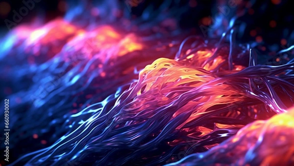 Fototapeta Bio-luminescent fiber abstract background