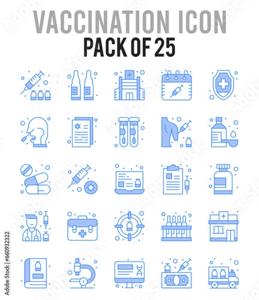 Fototapeta 25 Vaccination. Two Color icons Pack. vector illustration.