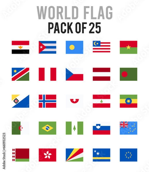 Obraz 25 World Flags Square. icons Pack. vector illustration.