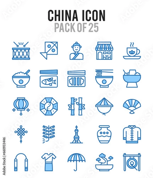 Fototapeta 25 China. Two Color icons Pack. vector illustration.