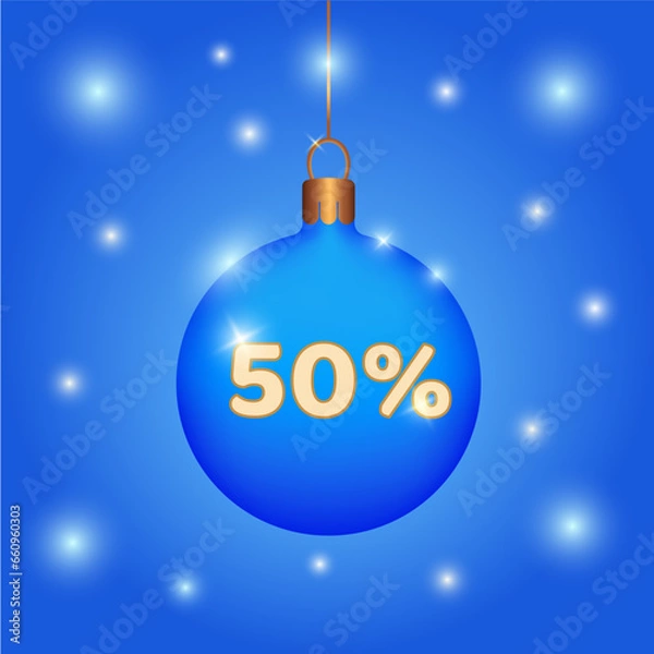 Obraz Christmas and New Year sale ball. Christmas promotion design. Color vector illustration.