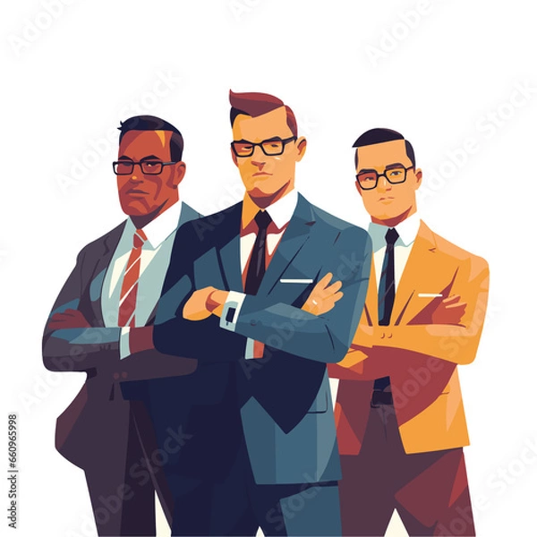 Obraz Presentation, education, learning business illustration. Group of businessmen