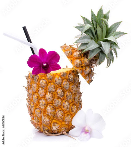 Obraz pineapple juice with orchid in fresh fruits