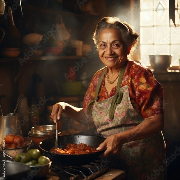 Obraz Older Hispanic Woman for Enjoyment Active Lifestyle and Hobby in Retired Old Age Concept