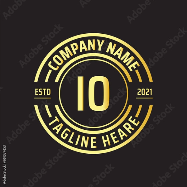 Fototapeta Professional simple Letter IO Circle Luxury Gold Color Vector Logo Template