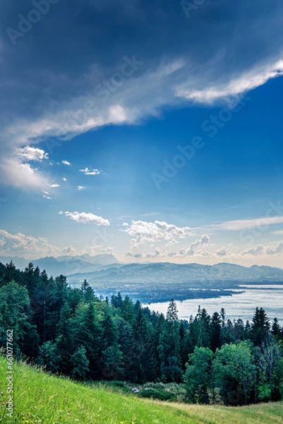 Obraz Der Bodensee unter einer dunklen Regenwolke