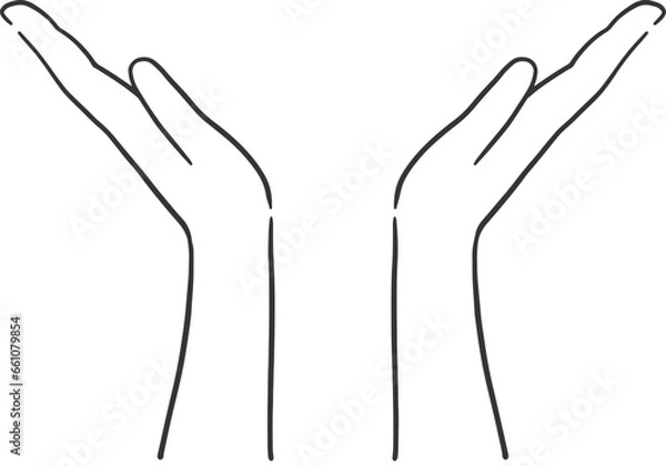 Obraz 両手で包み込むシンプルな線画イラスト素材