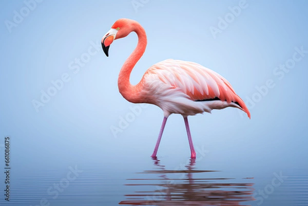 Fototapeta Photo of flamingo on water, Generative AI