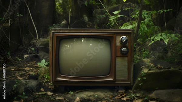 Obraz vintage analog television in 70s style