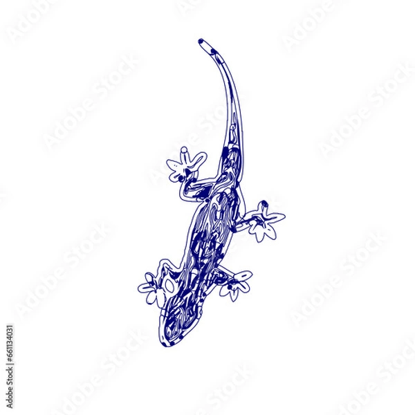 Fototapeta sketch of a lizard for elements in making logos and symbols