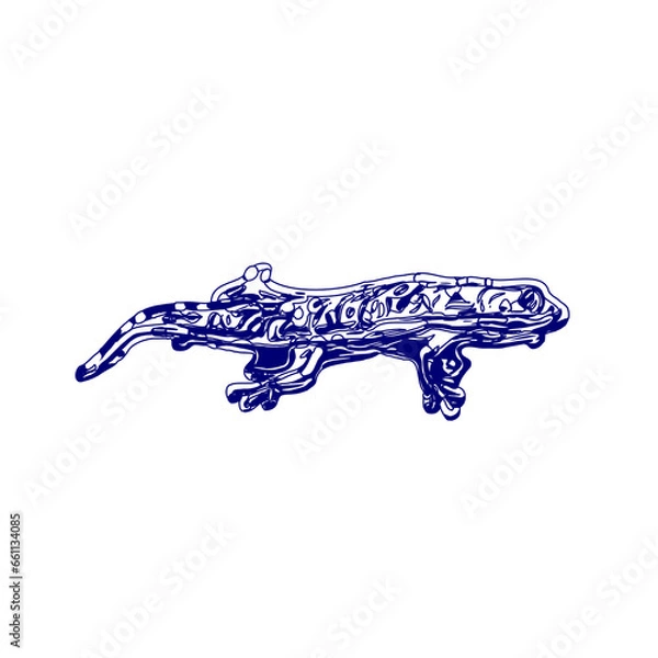 Fototapeta sketch of a lizard for elements in making logos and symbols